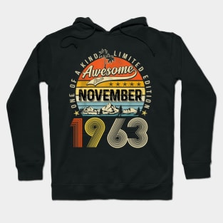 Awesome Since November 1963 Vintage 60th Birthday Hoodie